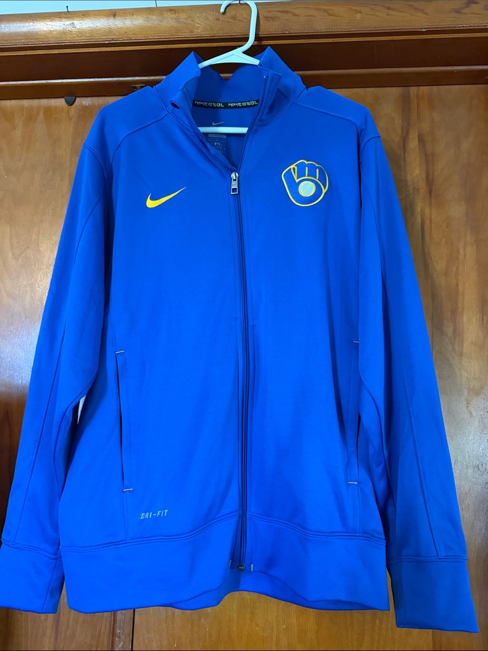 Nike Blue Zip-Up Jacket with Yellow Logo